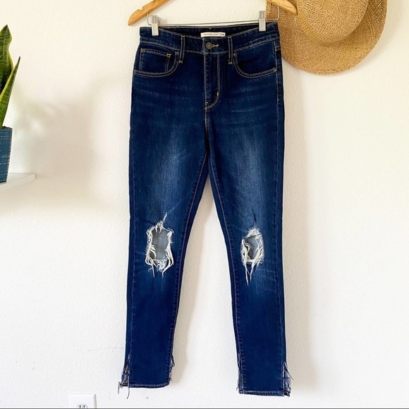 Levi Strauss 721 High Rise Skinny Destroyed Jeans Size 28 - Picture 5 of 10